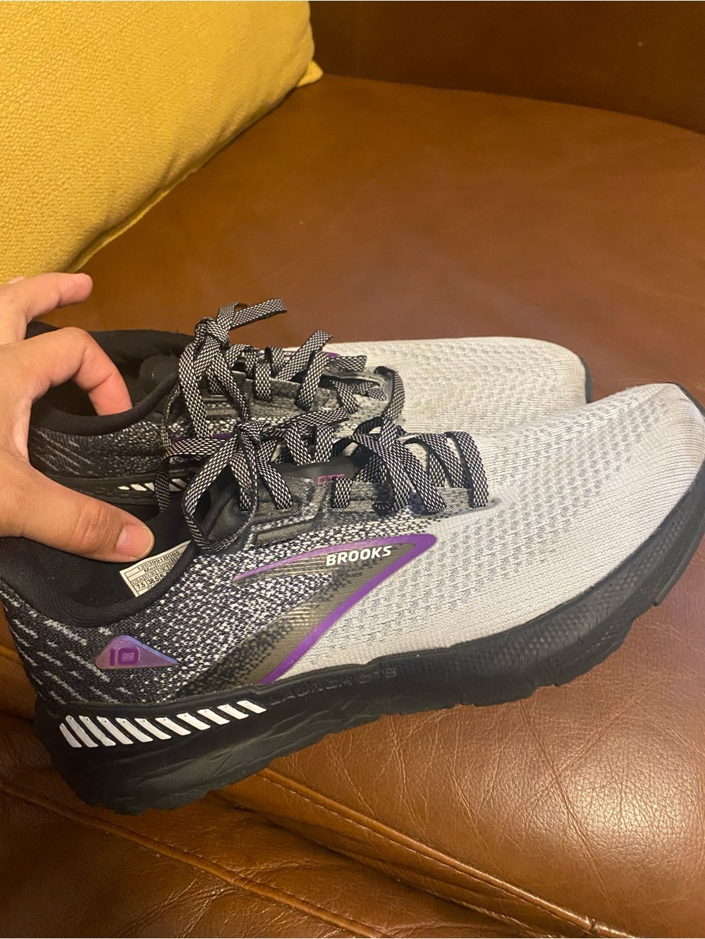 Brooks Women's Light Gray and Purple Running Sneakers